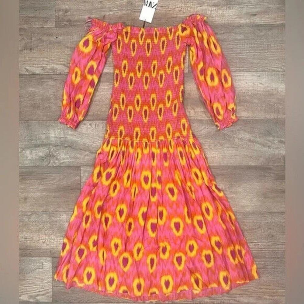 ZARA Blogger Fave Smocked Off-Shoulder Maxi Dress NWT - Picture 15 of 16